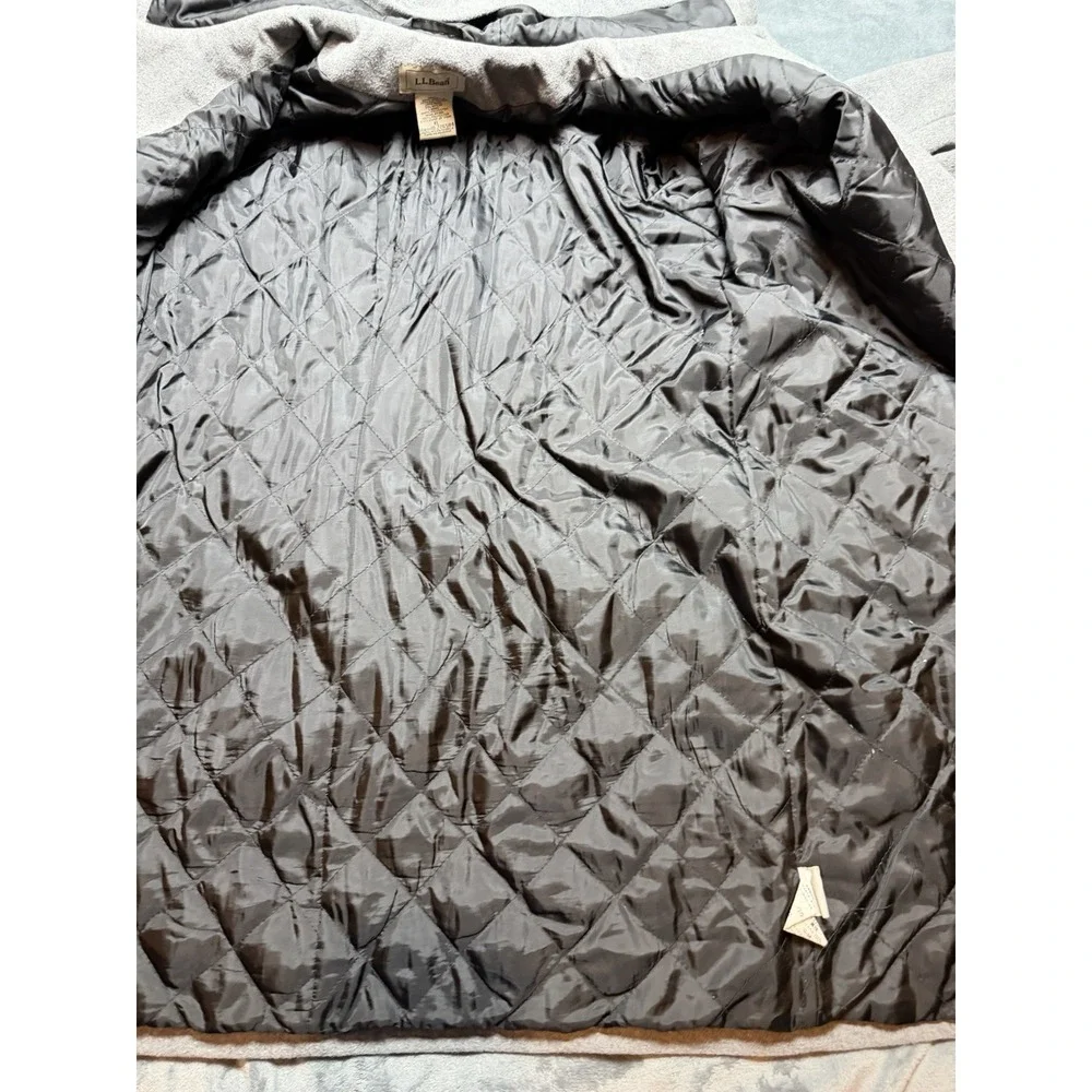 LL Bean Maine Womens Coat XL Gray Wool Blend Toggle Button Duffle